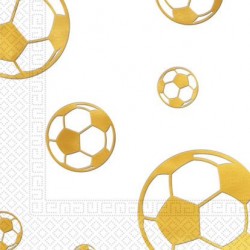 15 Guardanapos Tema Futebol Dourado