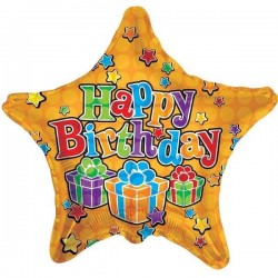 Balão Estrela Foil Happy Birthday