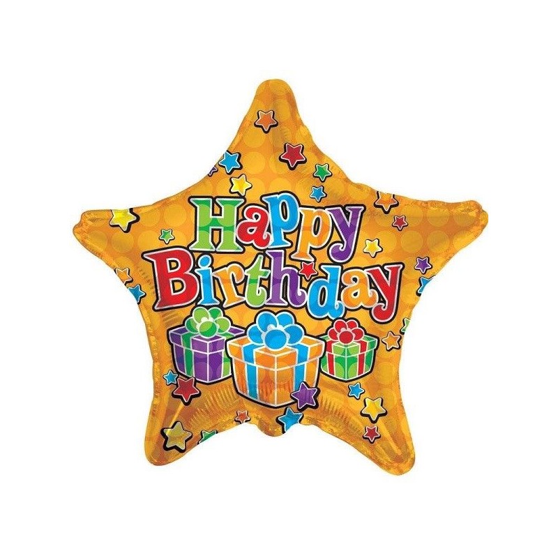 Balão Estrela Foil Happy Birthday