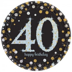Pratos Sparkle  HAppy Birthday 40