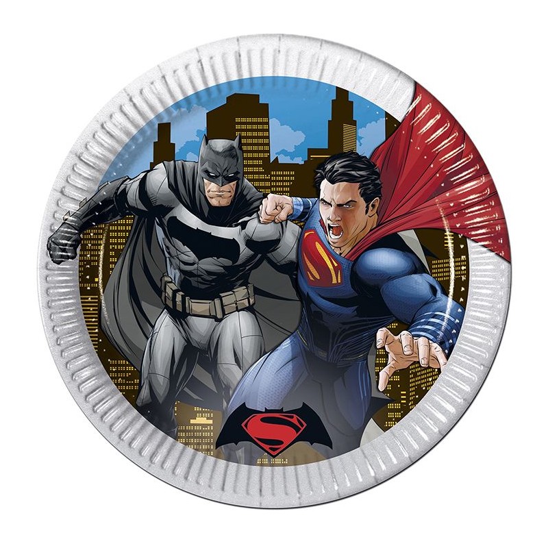 8 Pratos BATMAN VS SUPERMAN 23 cms
