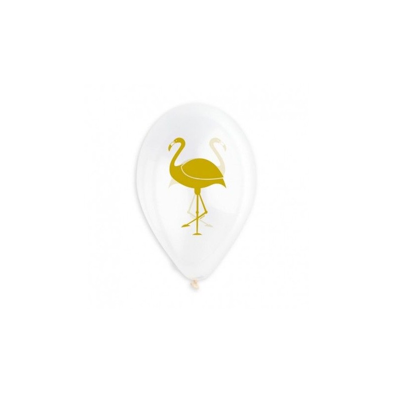 Balão Transparente Flamingo Dourado***