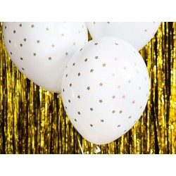 Balões Brancos e Transparentes Estrelinhas Douradas
