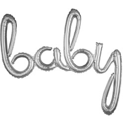 Balão Ar Baby Script Foil Prata