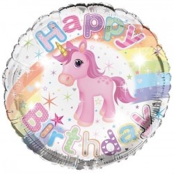 Balão Happy Birthday Unicórnio
