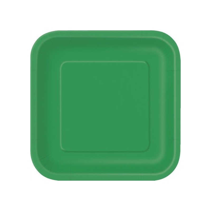 16 Pratos Quadrados Pequenos Verde Esmeralda