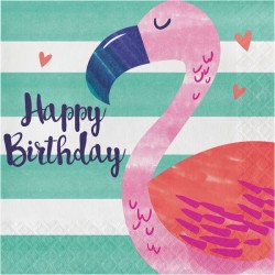 Guardanapos Flamingo Happy Birthday