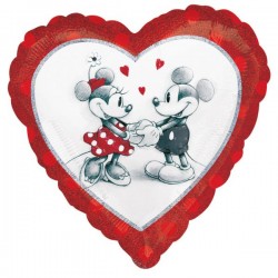 Balão Foil Coração Minnie e Mickey