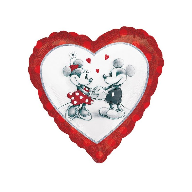 Balão Foil Coração Minnie e Mickey