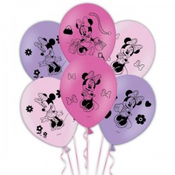 6 Balões Minnie 25 cms