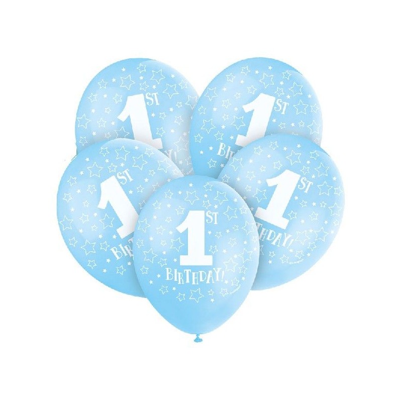 5 Balões 1º Aniversário Azul