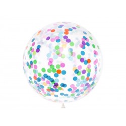 Balão transparente confetis coloridos 1metro