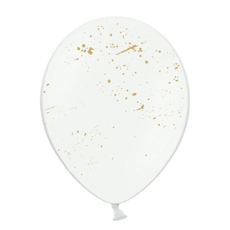 Balão Branco Splash Dourado