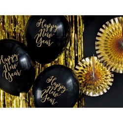 6 Balões Pretos Happy New Year
