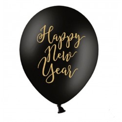 6 Balões Pretos Happy New Year