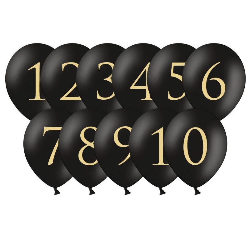 Conjunto 11 Balões Números Pretos