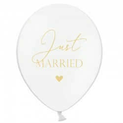 Balão Branco Impressão Dourado Just Married