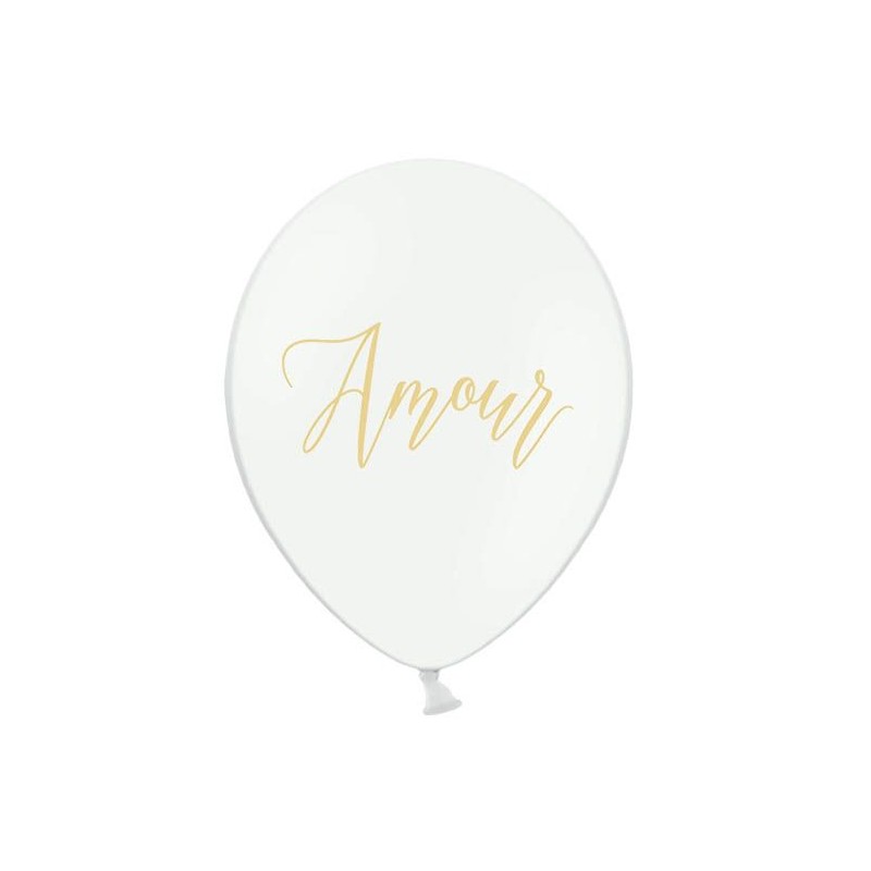 Balão Branco Impressão Dourado Amour