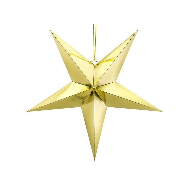 Estrela Papel Dourada 30 Cms