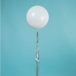Balão Branco 60 cms com Tassel Prata