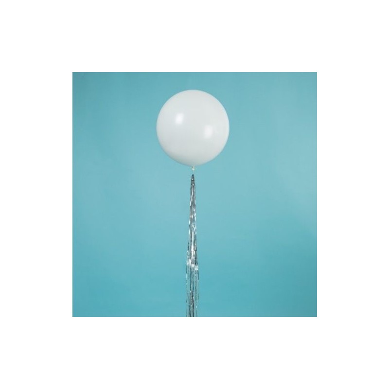 Balão Branco 60 cms com Tassel Prata