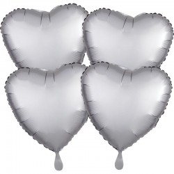 Conjunto 4 Balões Foil Coração Platinum