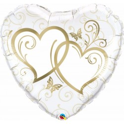 Balão Foil Corações Dourados Entrelaçados