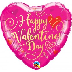 Balão Coração Rosa Happy Valentine's Day
