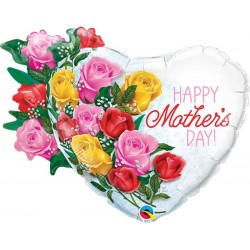 Balão Coração Bouquet de Rosas Mother's Day