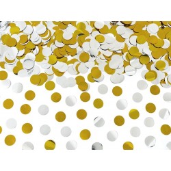 Canhão Confetis Bolinhas Foil Douradas e Prateadas 40 cms