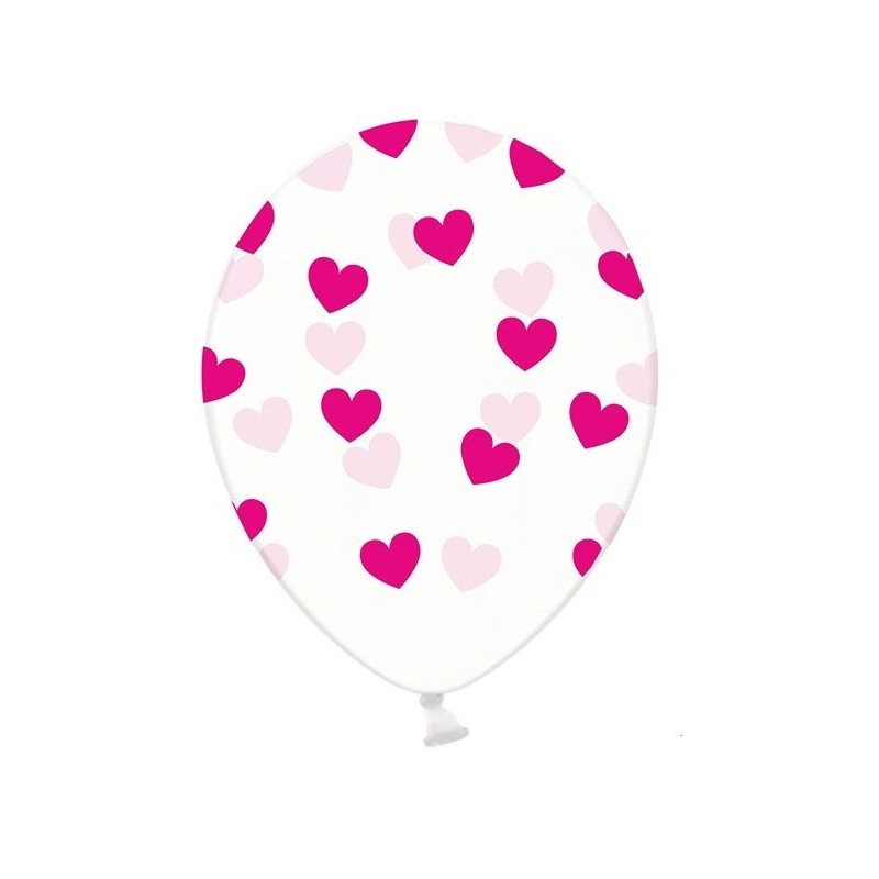 Balões Transparentes com Corações Rosa* preço por unidade