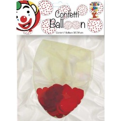 Balão 90 cms Transparente Confetis Corações Vermelhos