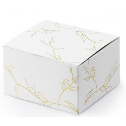 Caixa Branca com Ramos Dourados  6x3.5x5.5cm