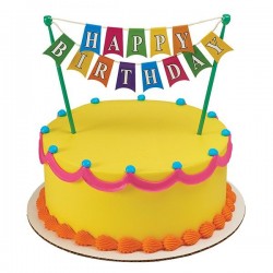 Topo de Bolo Multicolorido Happy Birthday