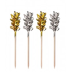 Palitos decorativos 10,5 cm "Frills" ouro / prata