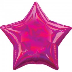 Balão Foil Estrela Rosa  Holográfica