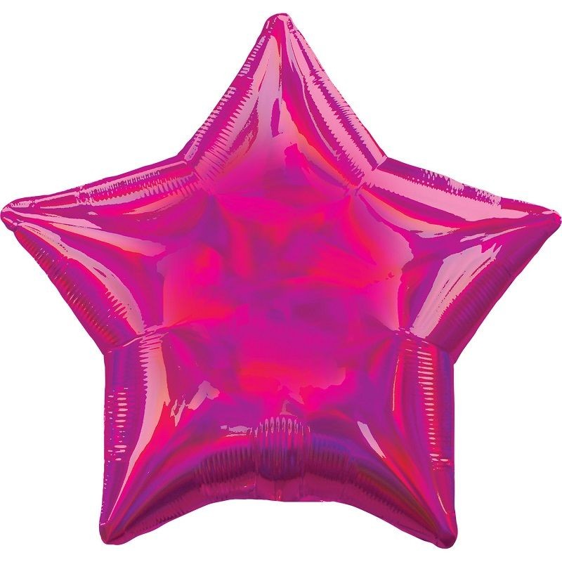 Balão Foil Estrela Rosa  Holográfica