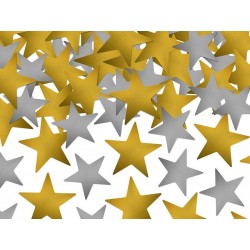 Confetis Mesa Estrelas Douradas e Prateadas
