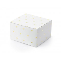 10 Caixas Brancas Corações Dourados, 6x3.5x5.5cm