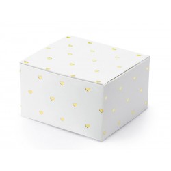 10 Caixas Brancas Corações Dourados, 6x3.5x5.5cm