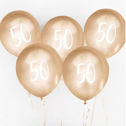 5 Balões Chrome Dourado 50