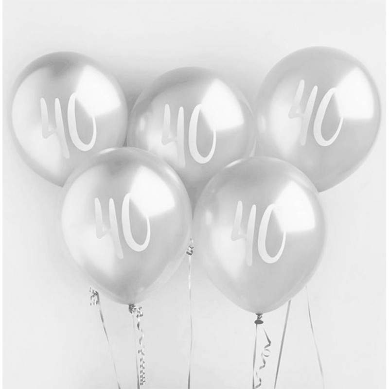 5 Balões Prateados 40