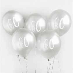 5 Balões Prateados 60