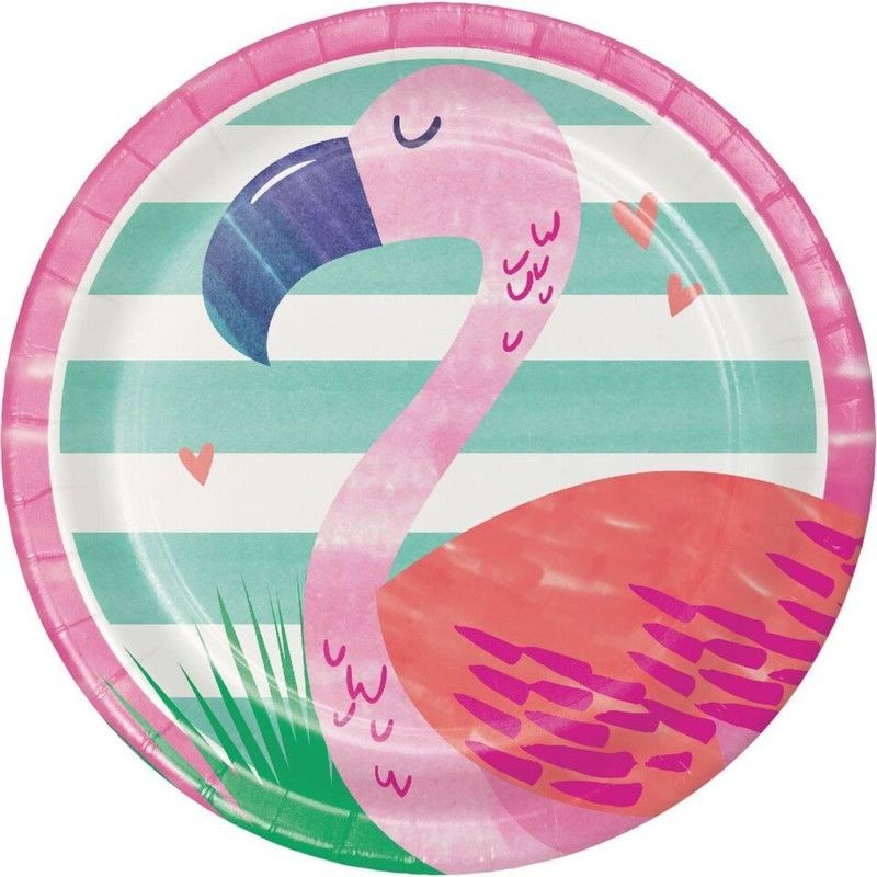 8 Pratos Flamingo 18 cms