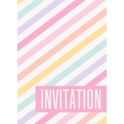 8 Convites Festa Listados com Envelope