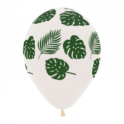 Balão Branco Folhas 30 cms***