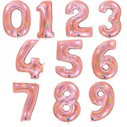 Balão Números HOLOGRAPHIC Rose Gold 1 Metro