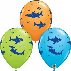 25 Balões Tubarão Colorido