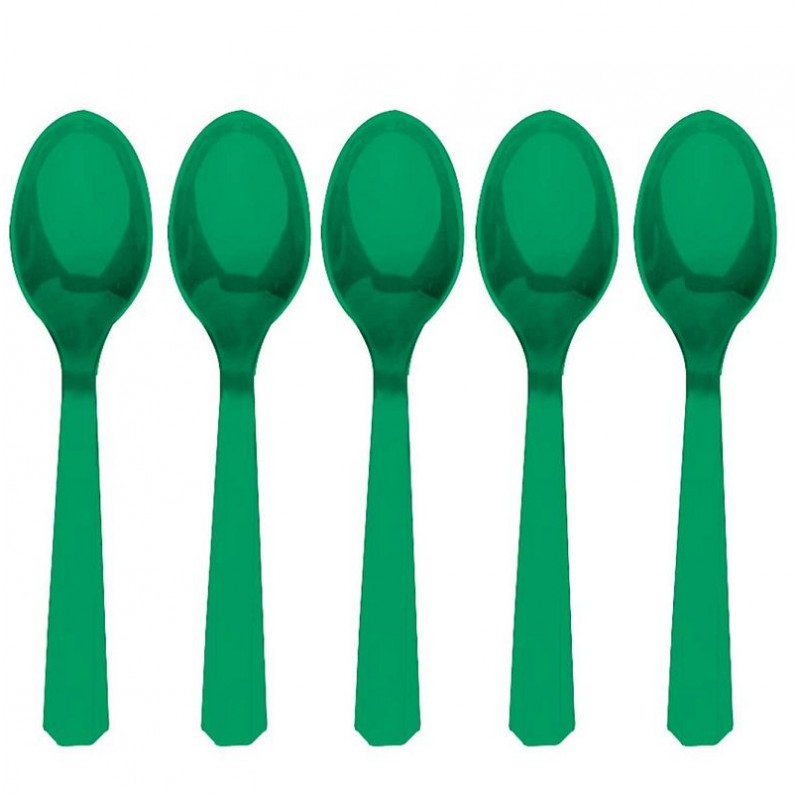10 Colheres Plásticas Verde