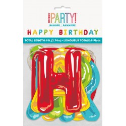 Banner Happy Birthday Motivo Balões Foil